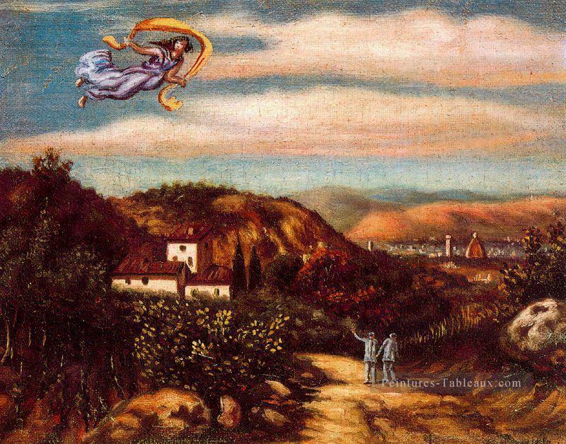 paysage avec la divinité Giorgio de Chirico surréalisme métaphysique Peintures à l'huile